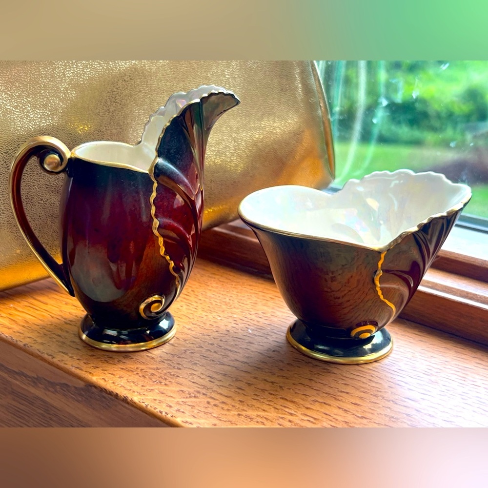 Vintage Carlton Ware Rouge Royale Sugar Bowl & Creamer Pitcher